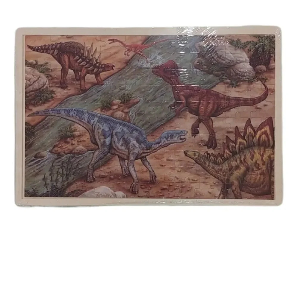 100-Piece  Dinosaur Puzzle on Wooden Backing NWT
